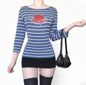 Modern Cottage Core Apple Striped Farm French Girl